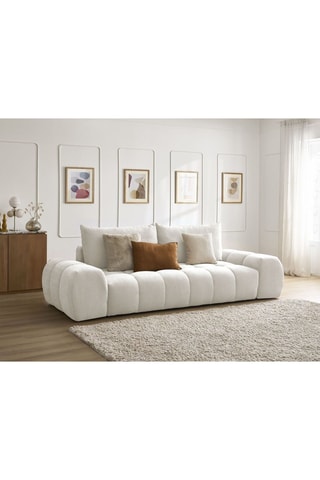 Canapé droit convertible Everest - Blanc - 3 places - Tissu texturé