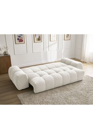 Canapé droit convertible Everest - Blanc - 3 places - Tissu texturé