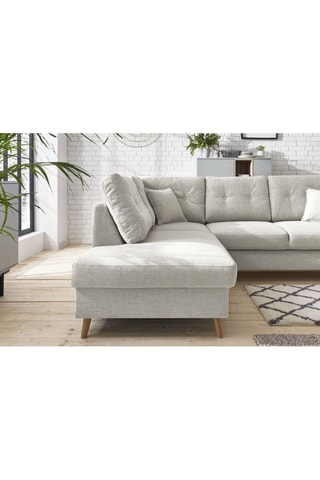 Canapé d'angle gauche convertible Sweden - Crème - Couchage 130 x 200 cm