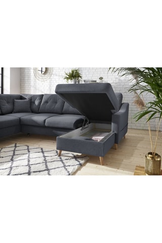 Canapé d'angle panoramique convertible droit Sweden - 
Gris foncé - Couchage 260 x 130 cm