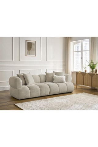 Canapé Pamira - Beige - 3 places - En tissu bouclette