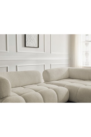 Canapé d’angle droite Alya - Beige - 4 places - En tissu bouclette