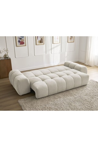 Canapé droit convertible Everest - Beige - 3 places - Tissu texturé
