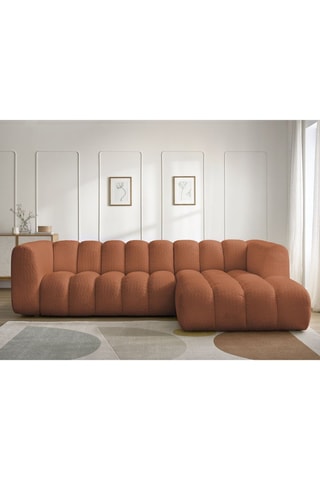 Canapé d'angle droit Talia - Orange - 4 places - En tissu bouclette