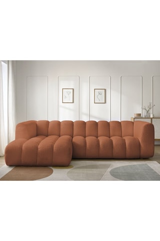 Canapé d'angle gauche Talia - Orange - 4 places - En tissu bouclette