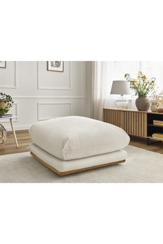 Pouf Ernest - Blanc - En tissu toucher velours côtelé