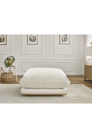 Pouf Ernest - Blanc - En tissu toucher velours côtelé