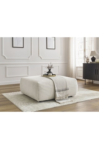 Pouf Lucien - Blanc cassé - En tissu velours côtelé