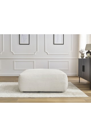 Pouf Lucien - Blanc cassé - En tissu velours côtelé