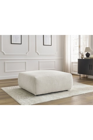 Pouf Lucien - Blanc cassé - En tissu velours côtelé