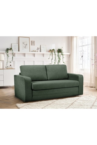 Canapé droit convertible Côme - Vert - 2 places - En tissu structuré