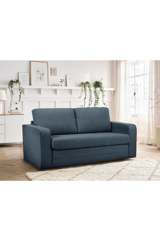 Canapé droit convertible Côme - Bleu - 2 places - En tissu structuré