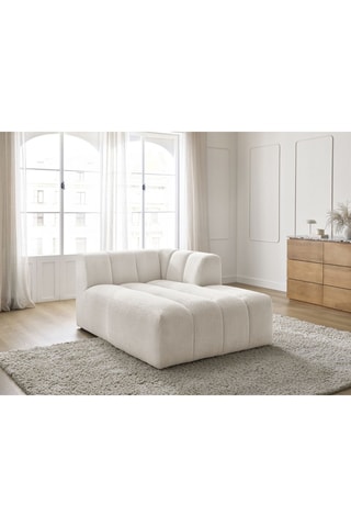 Méridienne d'angle droit pour canapé modulable Annecy - Blanc cassé - En tissu bouclette