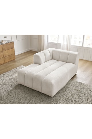 Méridienne d'angle gauche pour canapé modulable Annecy - Blanc cassé - En tissu bouclette