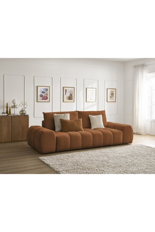 Canapé droit convertible Everest - Marron - 3 places - En tissu toucher velours