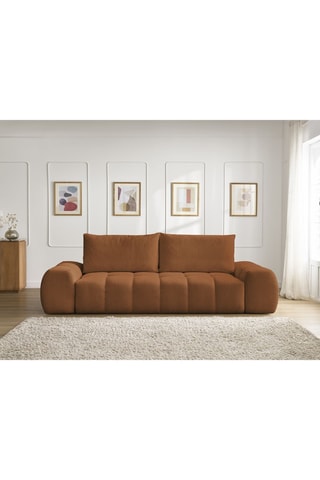 Canapé droit convertible Everest - Marron - 3 places - En tissu toucher velours