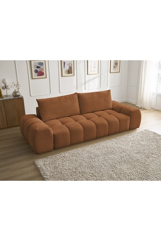 Canapé droit convertible Everest - Marron - 3 places - En tissu toucher velours