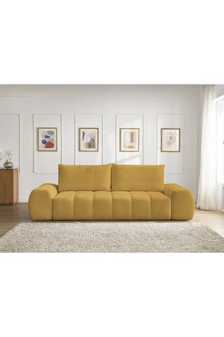 Canapé droit convertible Everest - Jaune - 3 places - En tissu toucher velours