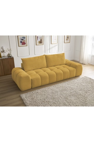 Canapé droit convertible Everest - Jaune - 3 places - En tissu toucher velours