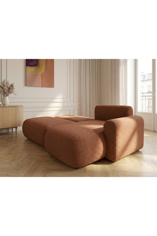 Canapé d'angle droit convertible Tango - Orange - 3 places - En tissu bouclette