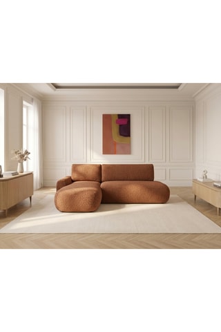 Canapé d'angle gauche convertible Tango - Orange - 3 places - En tissu bouclette