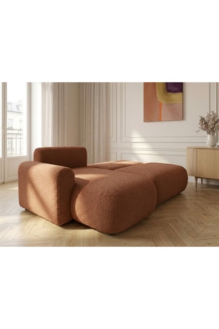 Canapé d'angle gauche convertible Tango - Orange - 3 places - En tissu bouclette