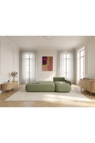 Canapé d'angle droit convertible Tango - Vert - 3 places - En tissu bouclette