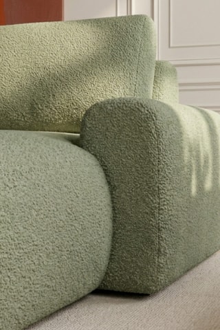 Canapé d'angle droit convertible Tango - Vert - 3 places - En tissu bouclette