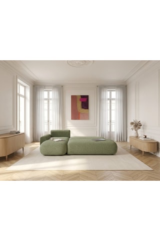 Canapé d'angle gauche convertible Tango - Vert - 3 places - En tissu bouclette