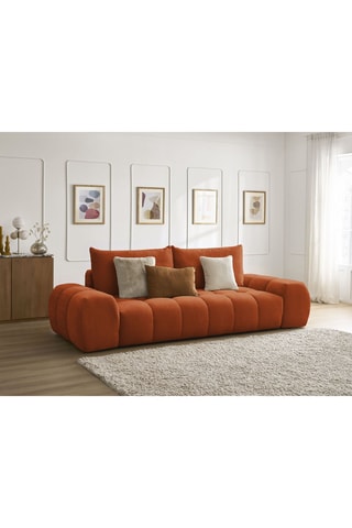 Canapé droit convertible Everest - Orange - 3 places - En tissu structuré