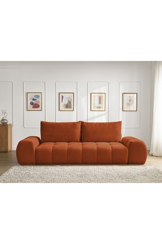 Canapé droit convertible Everest - Orange - 3 places - En tissu structuré