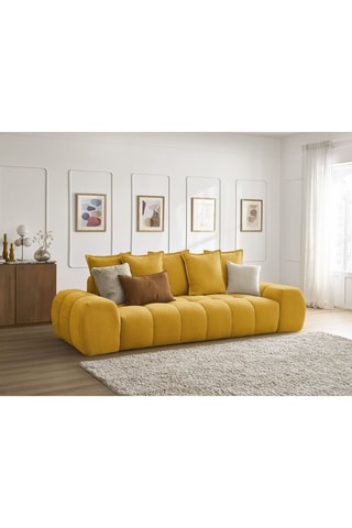 Canapé droit convertible Everest - Jaune - 3 places - En tissu structuré