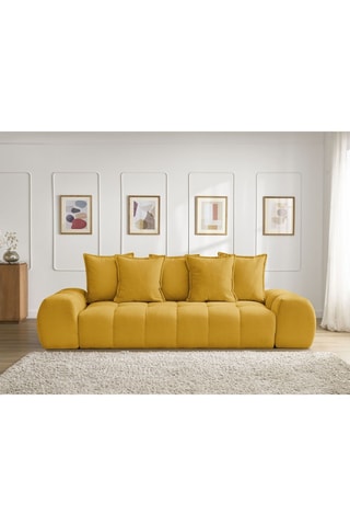 Canapé droit convertible Everest - Jaune - 3 places - En tissu structuré