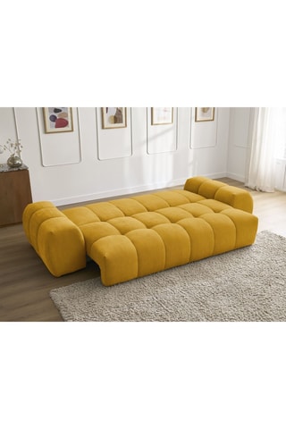 Canapé droit convertible Everest - Jaune - 3 places - En tissu structuré