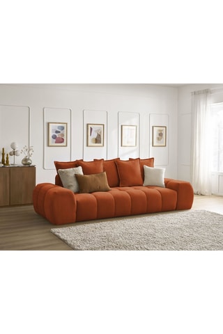 Canapé droit convertible Everest - Orange - 3 places - En tissu structuré