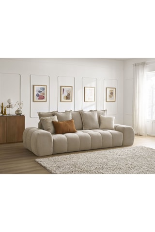 Canapé droit convertible Everest - Gris - 3 places - En tissu structuré