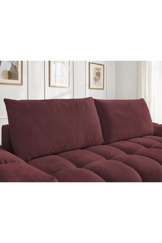 Canapé droit convertible et pouf Everest - Bordeaux - 3 places - En tissu toucher velours