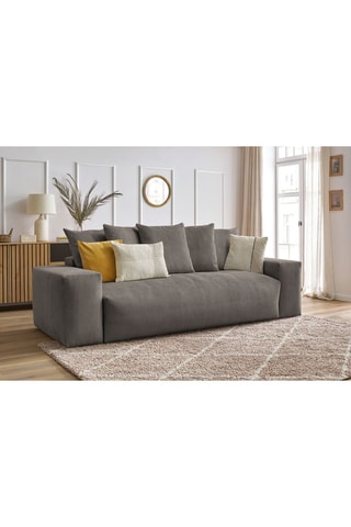 Canapé droit convertible Voltaire - Anthracite - 3 places - En tissu toucher velours