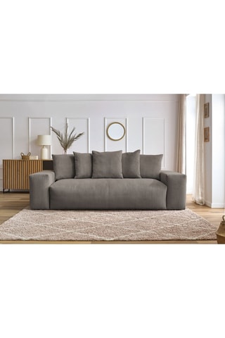 Canapé droit convertible Voltaire - Anthracite - 3 places - En tissu toucher velours