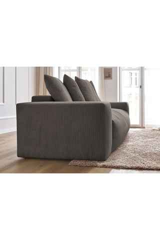 Canapé droit convertible Voltaire - Anthracite - 3 places - En tissu toucher velours
