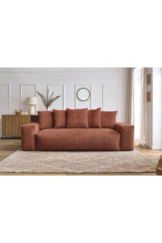 Canapé droit convertible Voltaire - Orange - 3 places - En tissu toucher velours