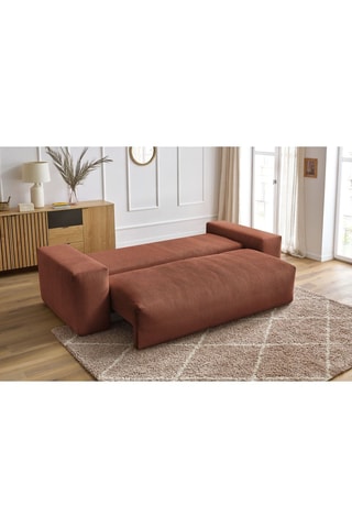 Canapé droit convertible Voltaire - Orange - 3 places - En tissu toucher velours