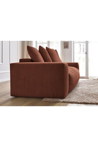 Canapé droit convertible Voltaire - Orange - 3 places - En tissu toucher velours