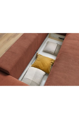 Canapé droit convertible Voltaire - Orange - 3 places - En tissu toucher velours