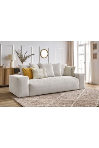 Canapé droit convertible Voltaire - Beige - 3 places - En tissu toucher velours