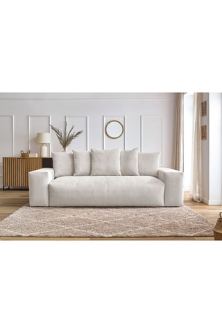 Canapé droit convertible Voltaire - Beige - 3 places - En tissu toucher velours