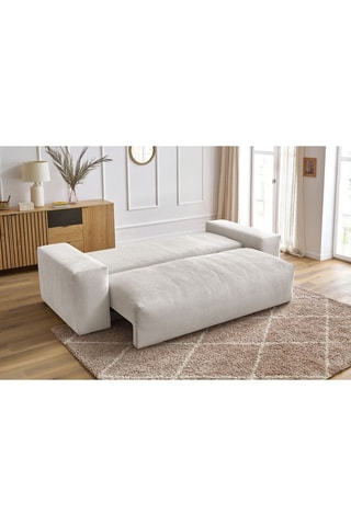 Canapé droit convertible Voltaire - Beige - 3 places - En tissu toucher velours