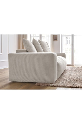 Canapé droit convertible Voltaire - Beige - 3 places - En tissu toucher velours