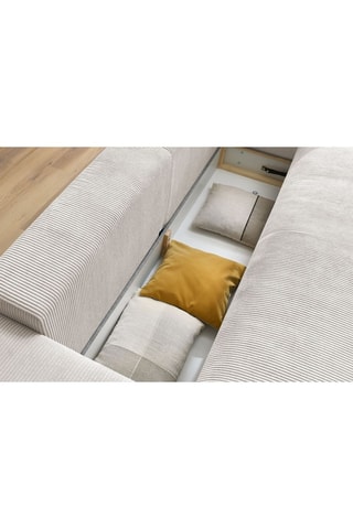 Canapé droit convertible Voltaire - Beige - 3 places - En tissu toucher velours