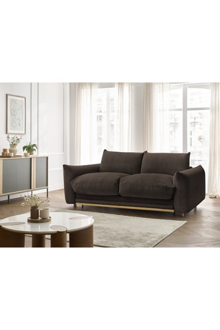 Canapé droit convertible Ernest - Marron - 3 places - En tissu velours côtelé